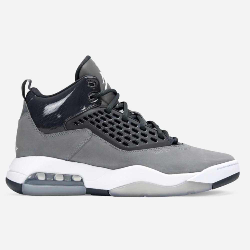 JORDAN MAXIN 200 BELAIR Men Size 9 in NWOT DARK SMOKE GREY and WHITE Jumpman
